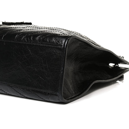 Saint Laurent Crinkled Calfskin Matelasse Monogram Large Niki Shopper Tote Black 10 of 16