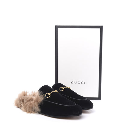 Gucci Velvet Fur Womens Princetown Slippers 40 Black 8 of 8