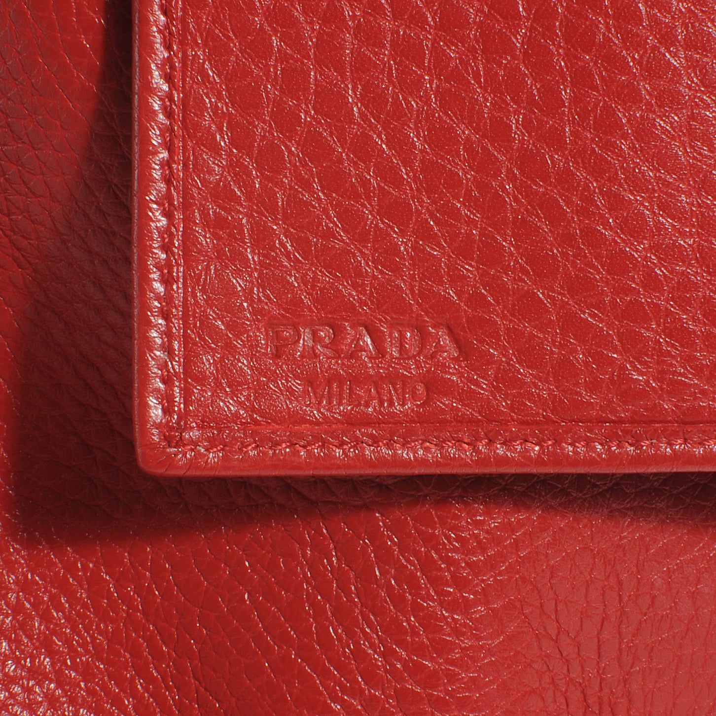 Prada Vitello Daino Compact Push Lock Wallet Rosso 6 of 8