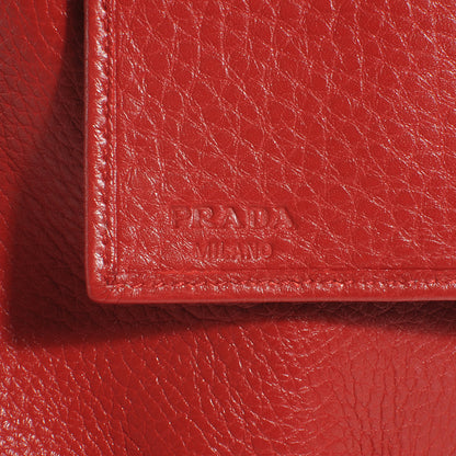 Prada Vitello Daino Compact Push Lock Wallet Rosso 6 of 8