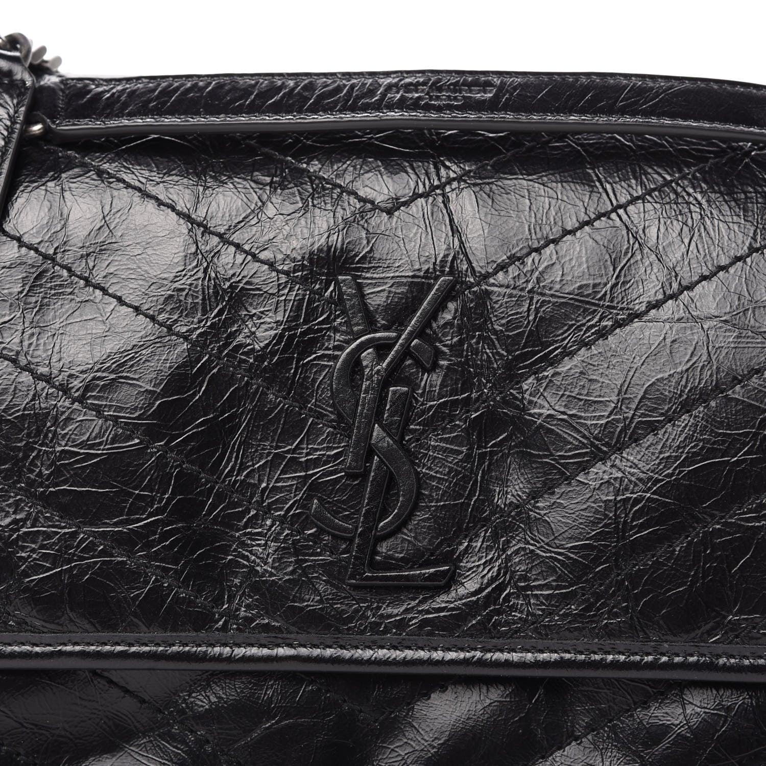 Saint Laurent Crinkled Calfskin Matelasse Monogram Medium Niki Chain Satchel Black 10 of 10