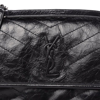Saint Laurent Crinkled Calfskin Matelasse Monogram Medium Niki Chain Satchel Black 10 of 10