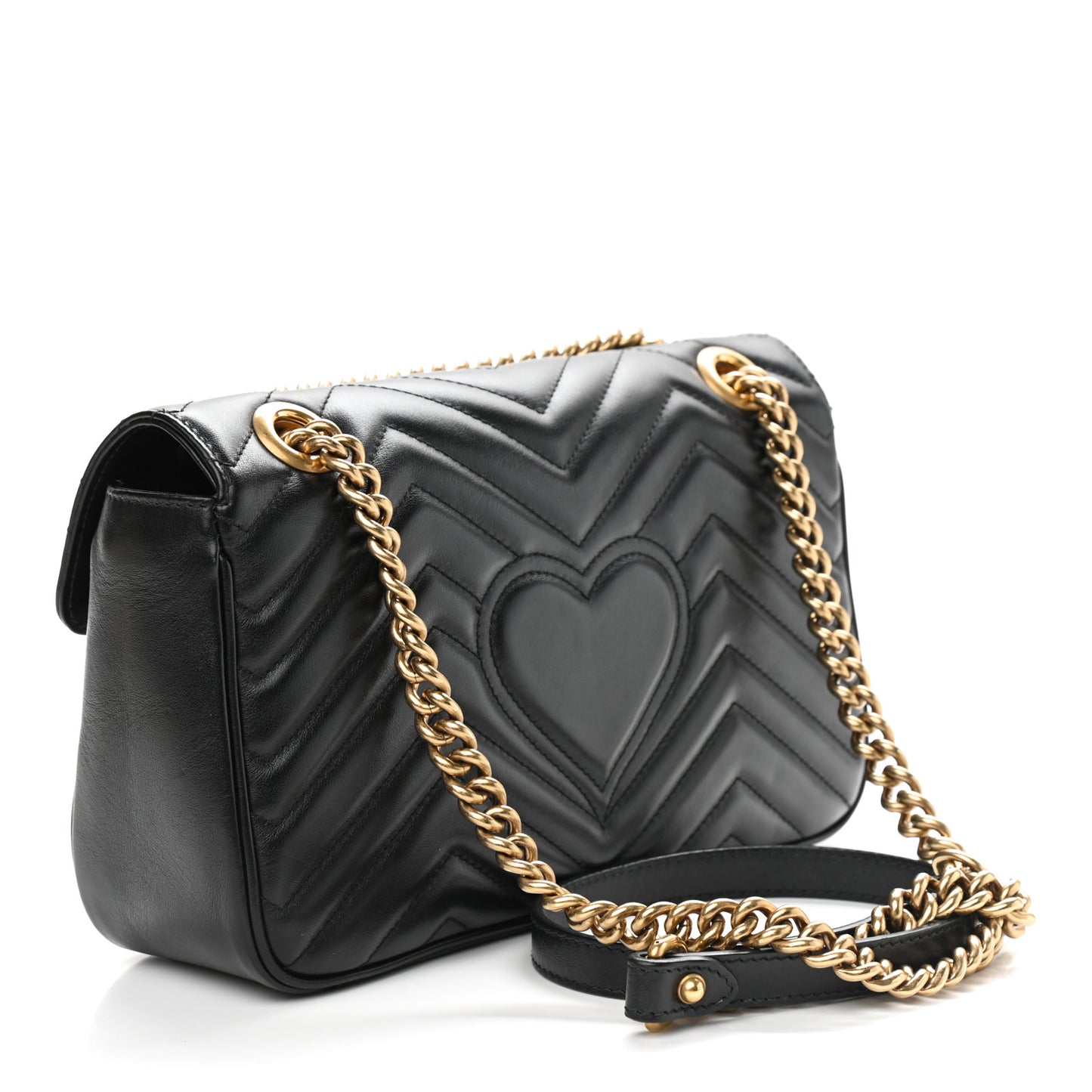 Calfskin Matelasse Small GG Marmont Shoulder Bag Black