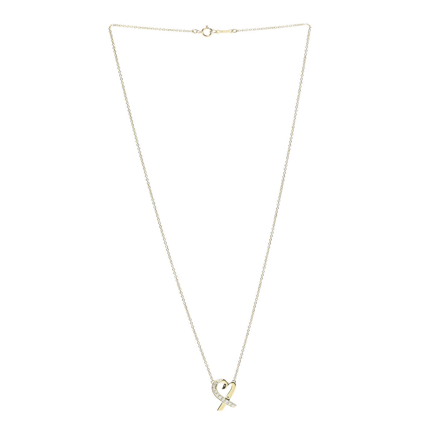 18K Yellow Gold Diamond Small Paloma Picasso Loving Heart Pendant Necklace