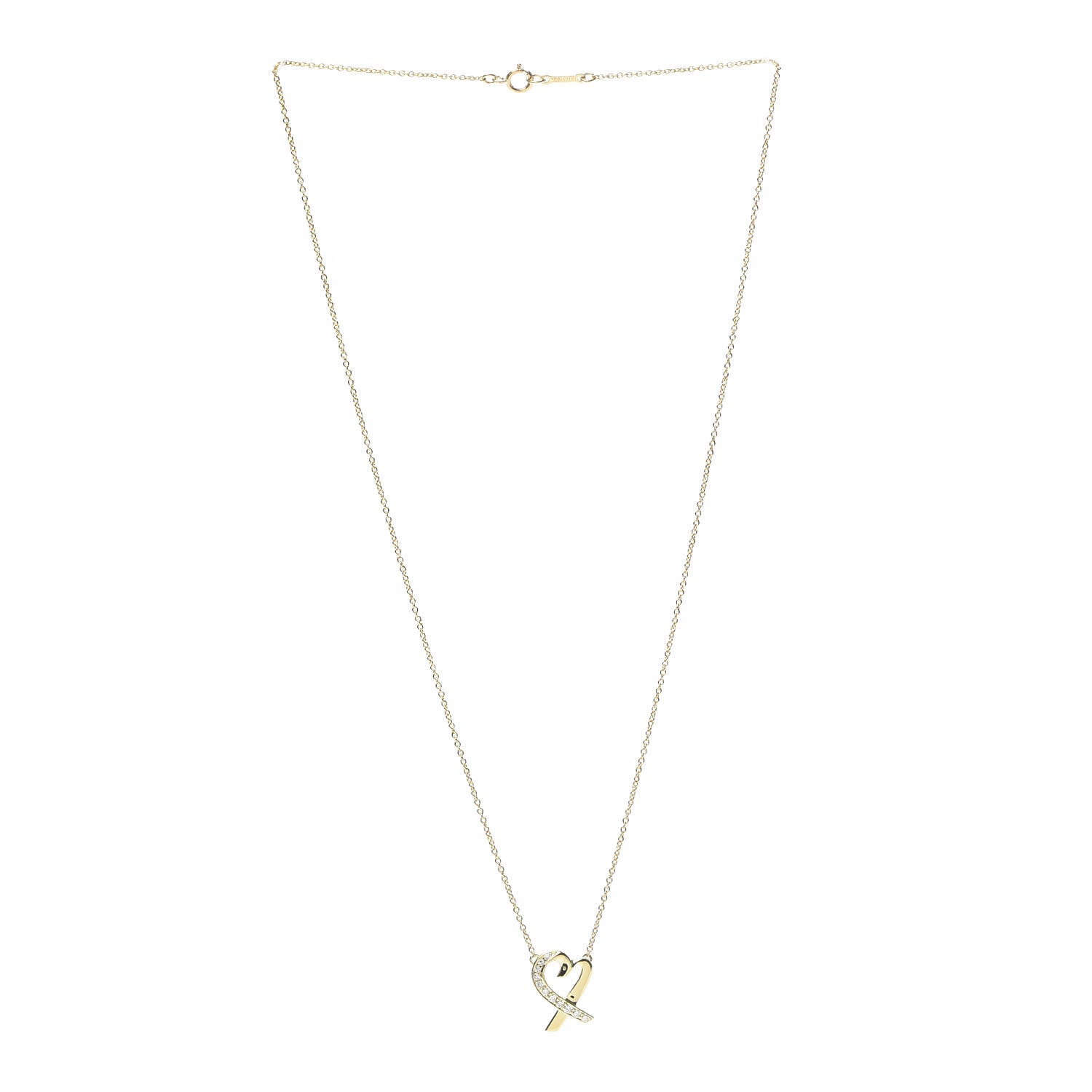 Tiffany 18K Yellow Gold Diamond Small Paloma Picasso Loving Heart Pendant Necklace 3 of 5