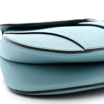 Christian Dior Grained Calfskin Saddle Bag Azure Blue 9 of 10