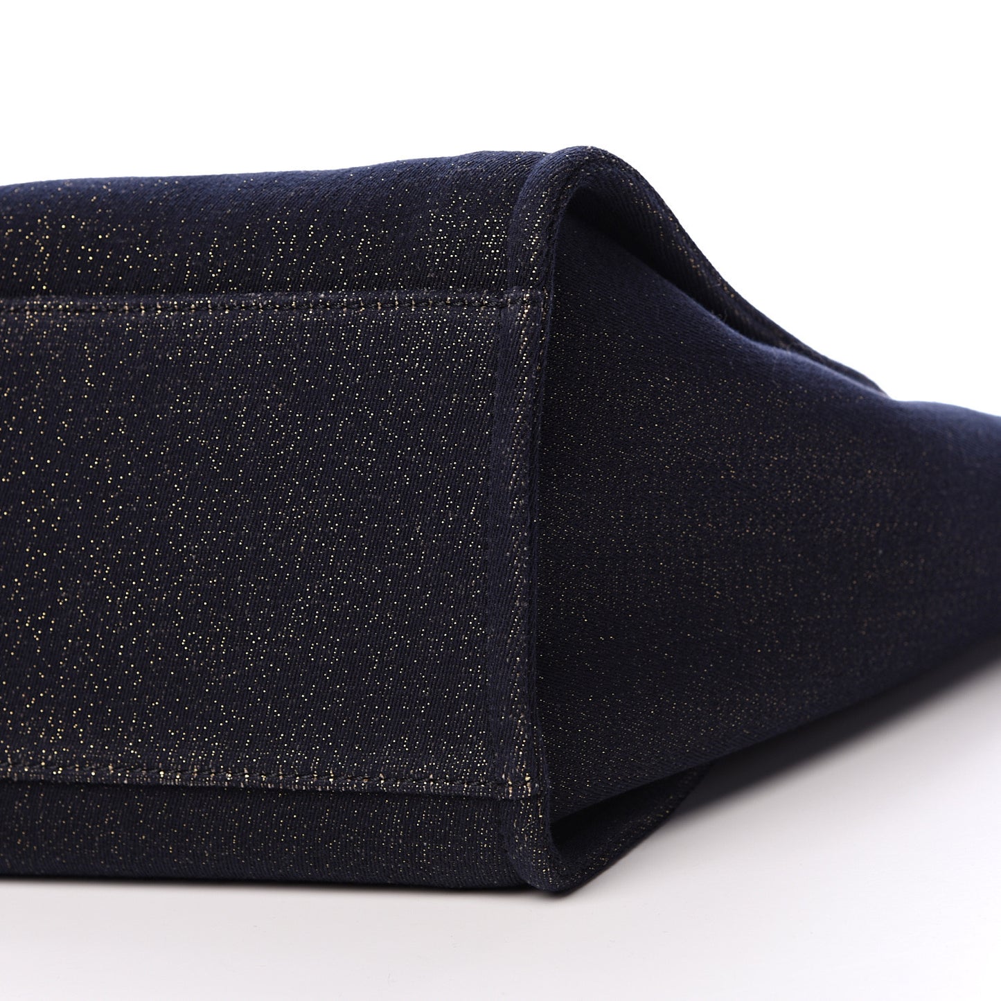 Lurex Canvas Medium Deauville Tote Navy Blue Gold