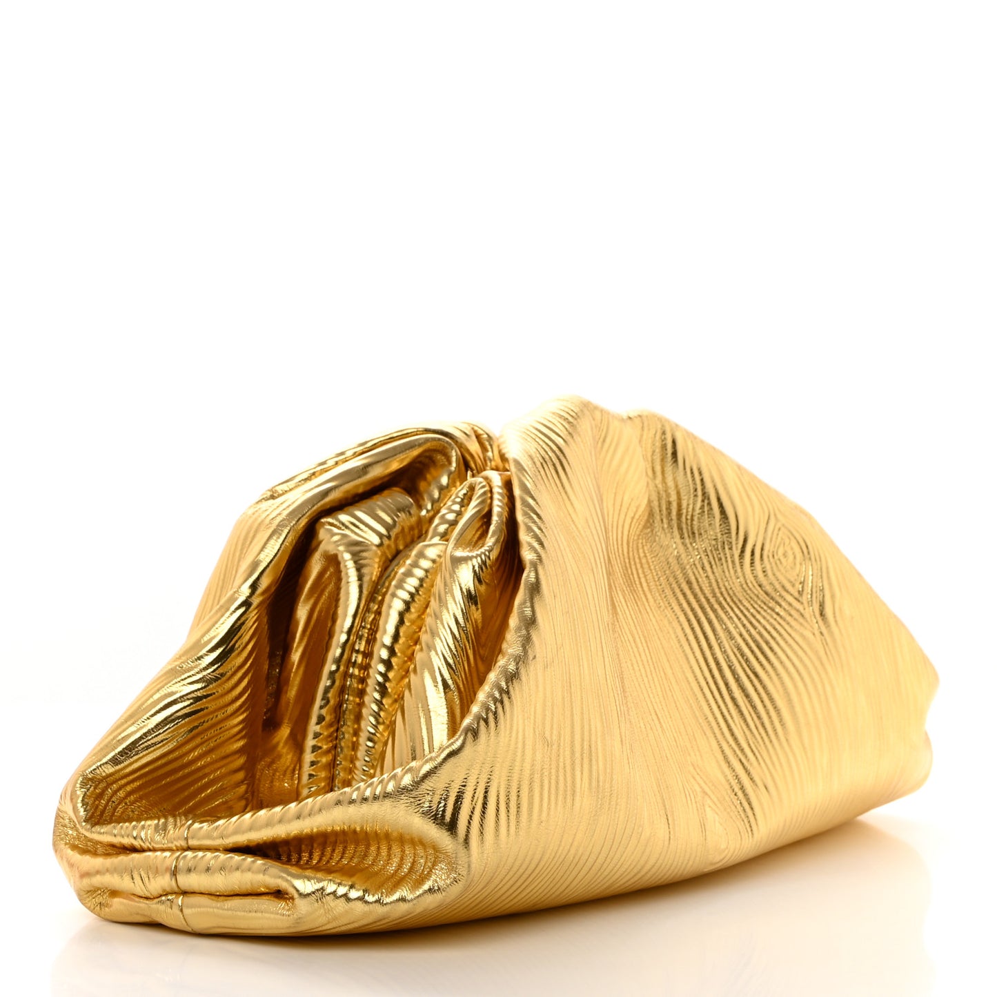 Metallic Bark Calfskin Embossed The Pouch Oversized Clutch Oro