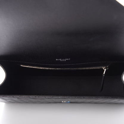 Saint Laurent Grain De Poudre Textured Mixed Matelasse Large Triquilt Monogram Satchel Black 6 of 8