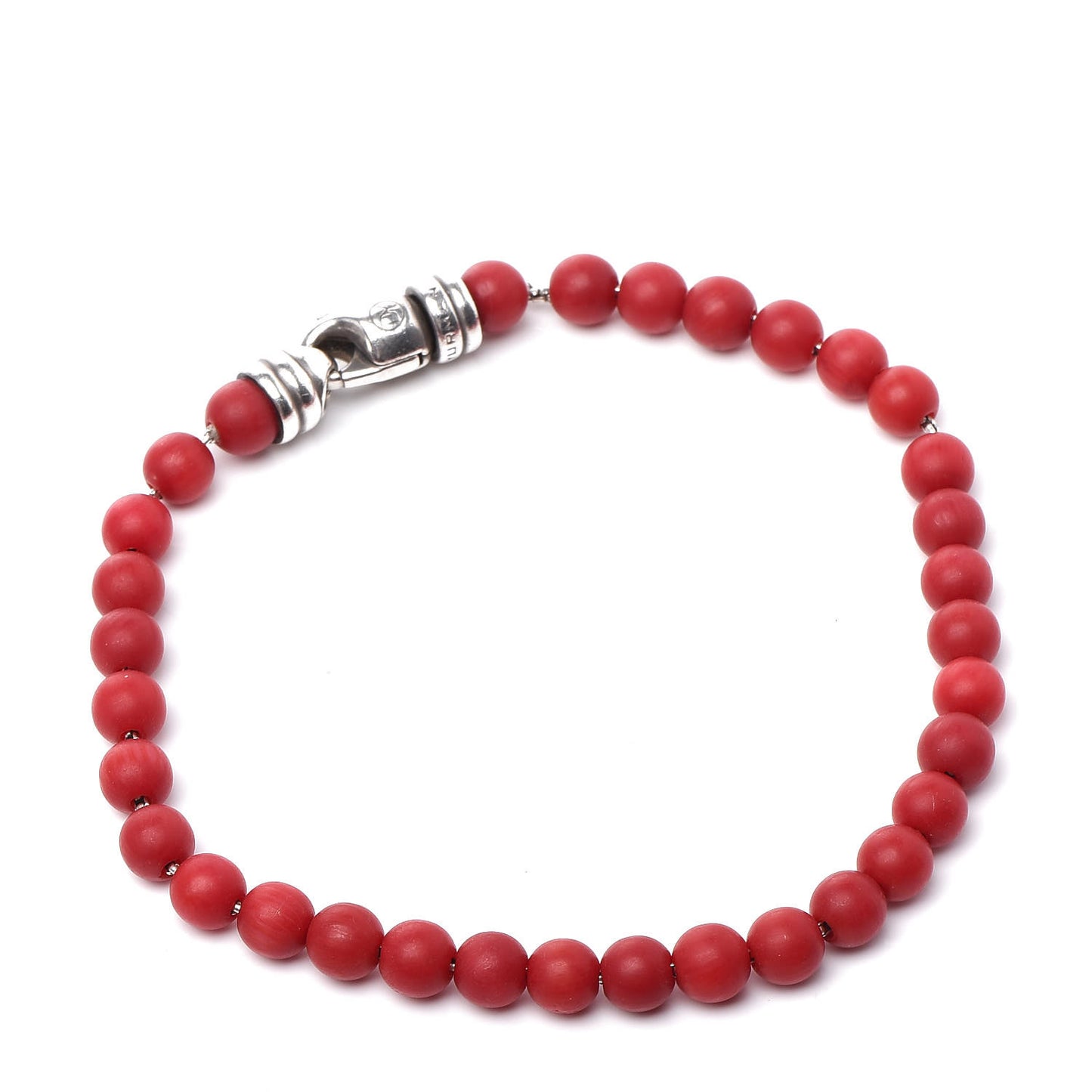Sterling Silver Coral 6mm Spiritual Beads Bracelet