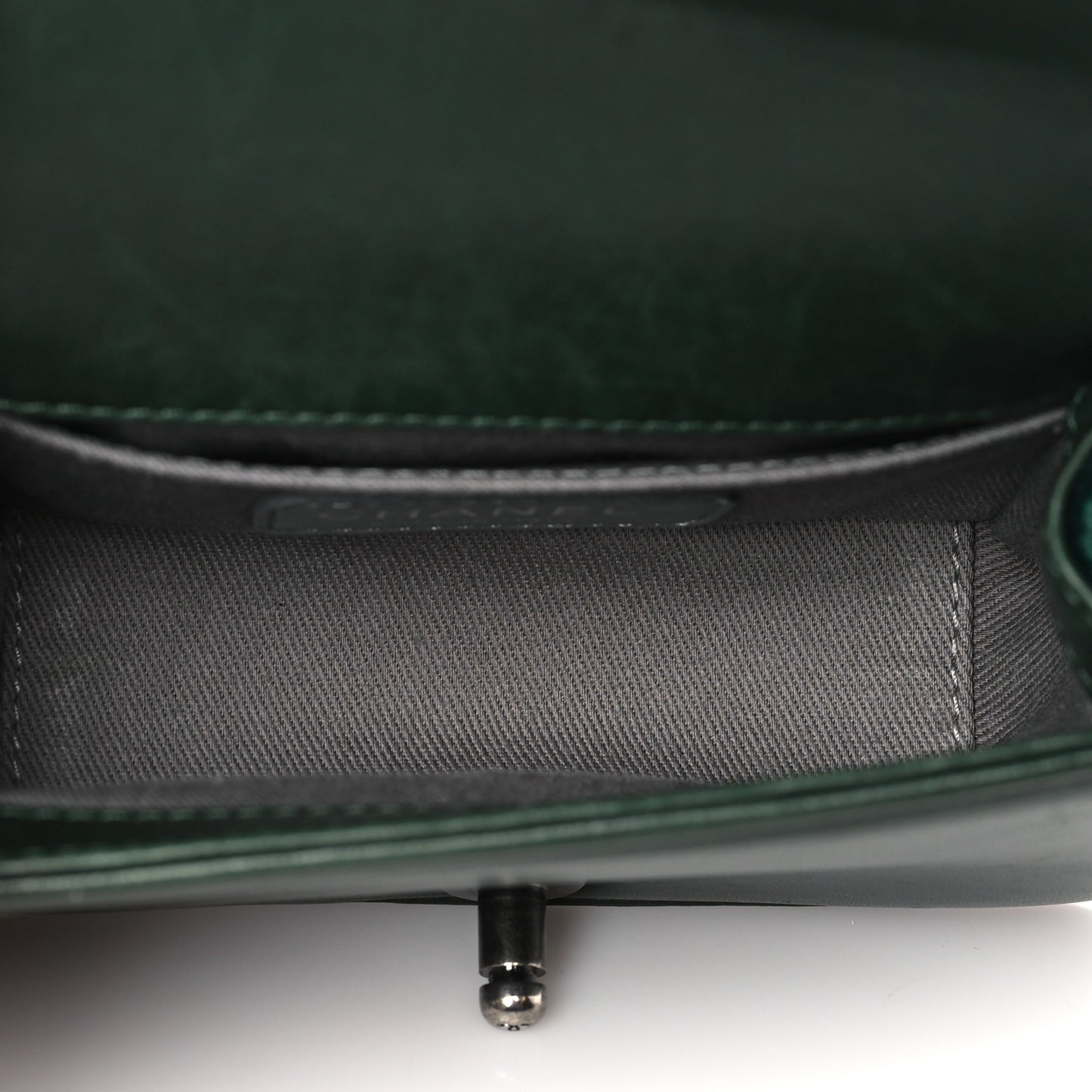 Velvet Quilted Mini Boy Flap Dark Green