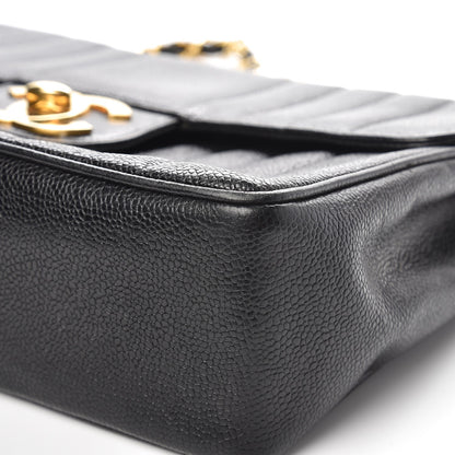 Chanel Caviar Vertical Quilted Jumbo Flap Black 13 of 15