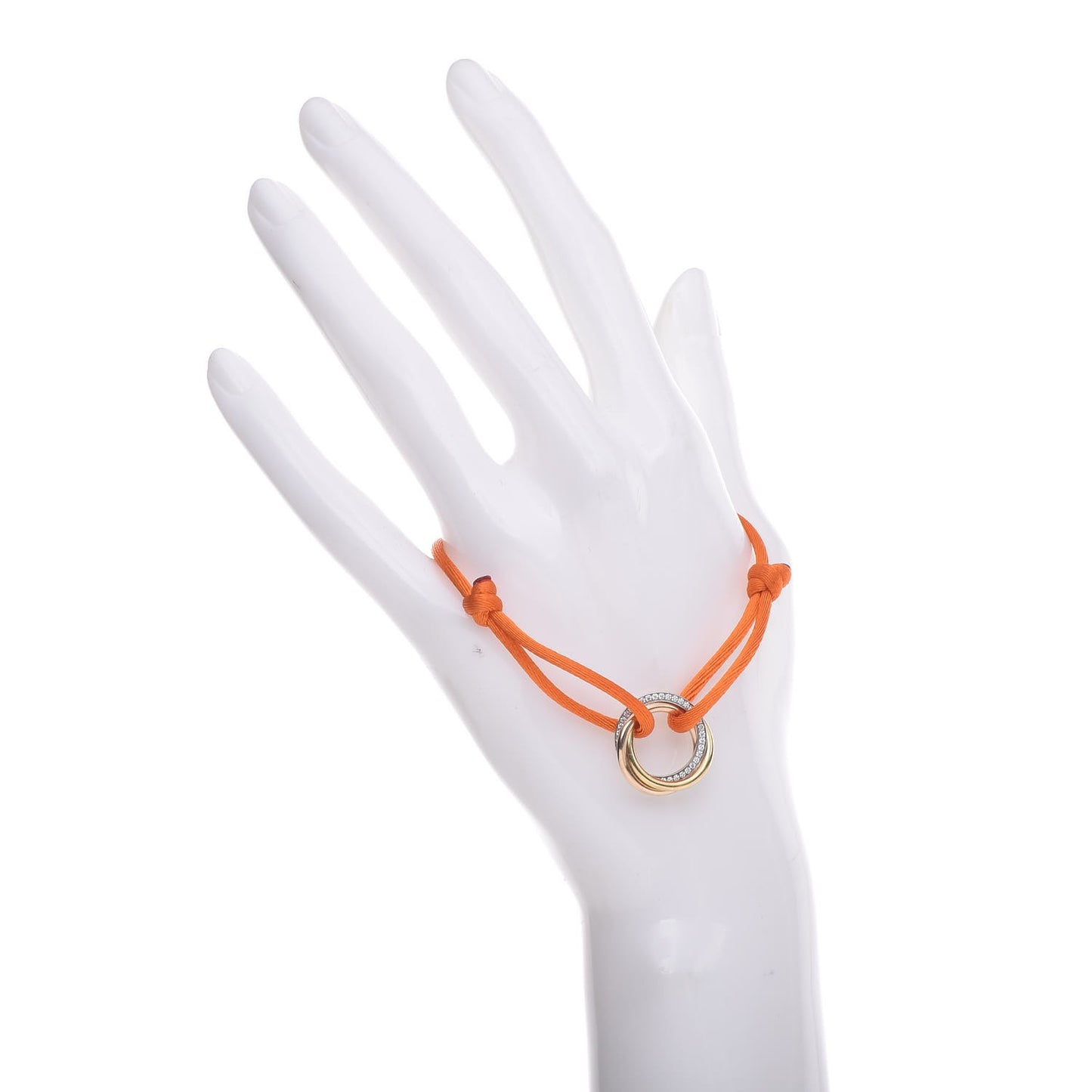 18K Pink Yellow White Gold Diamond Trinity De Adjustable Cord Bracelet Orange