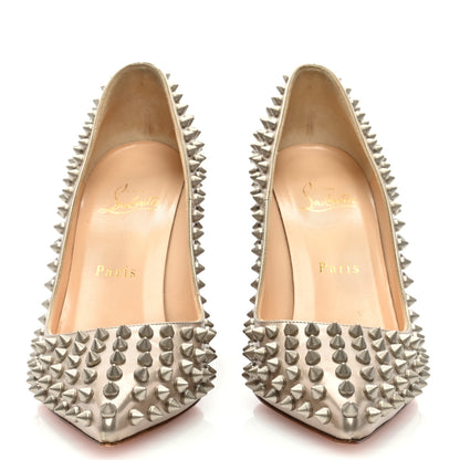 Christian Louboutin Metallic Calfskin Pigalle Spikes 100 Pumps 37.5 Beige Gold 3 of 8