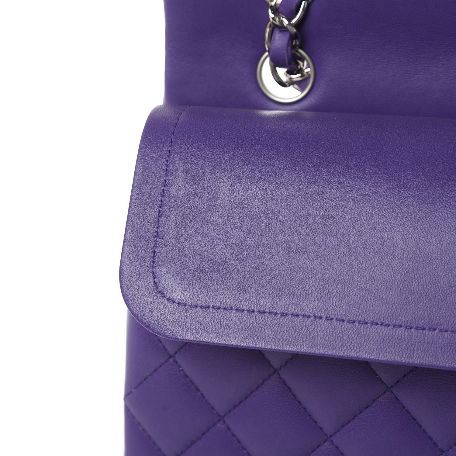 Chanel Lambskin Quilted Medium Double Flap Purple 15 of 16