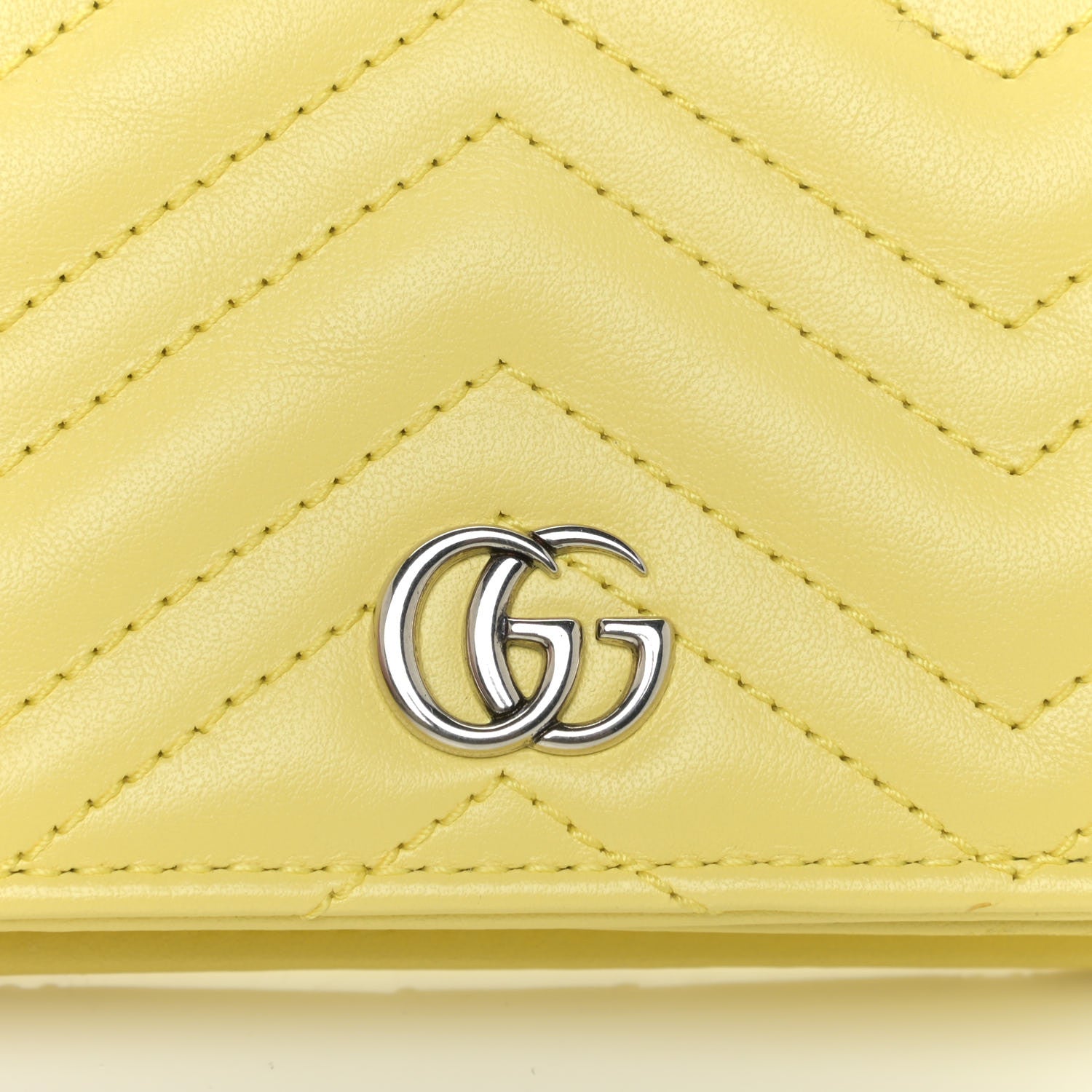 Gucci Calfskin Matelasse GG Marmont Mini Wallet On Chain Banana 9 of 9