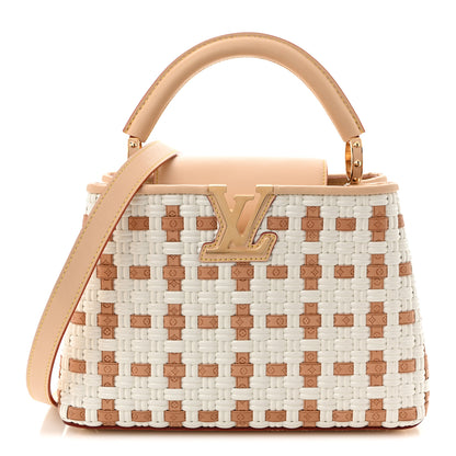 Louis Vuitton Woven Calfskin Heavenly Capucines BB White Natural 1 of 9
