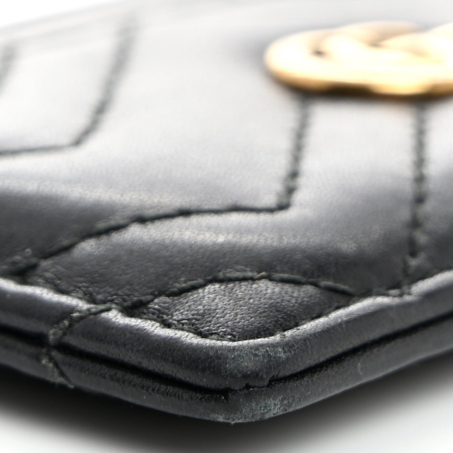 Calfskin Matelasse GG Marmont Card Holder Black