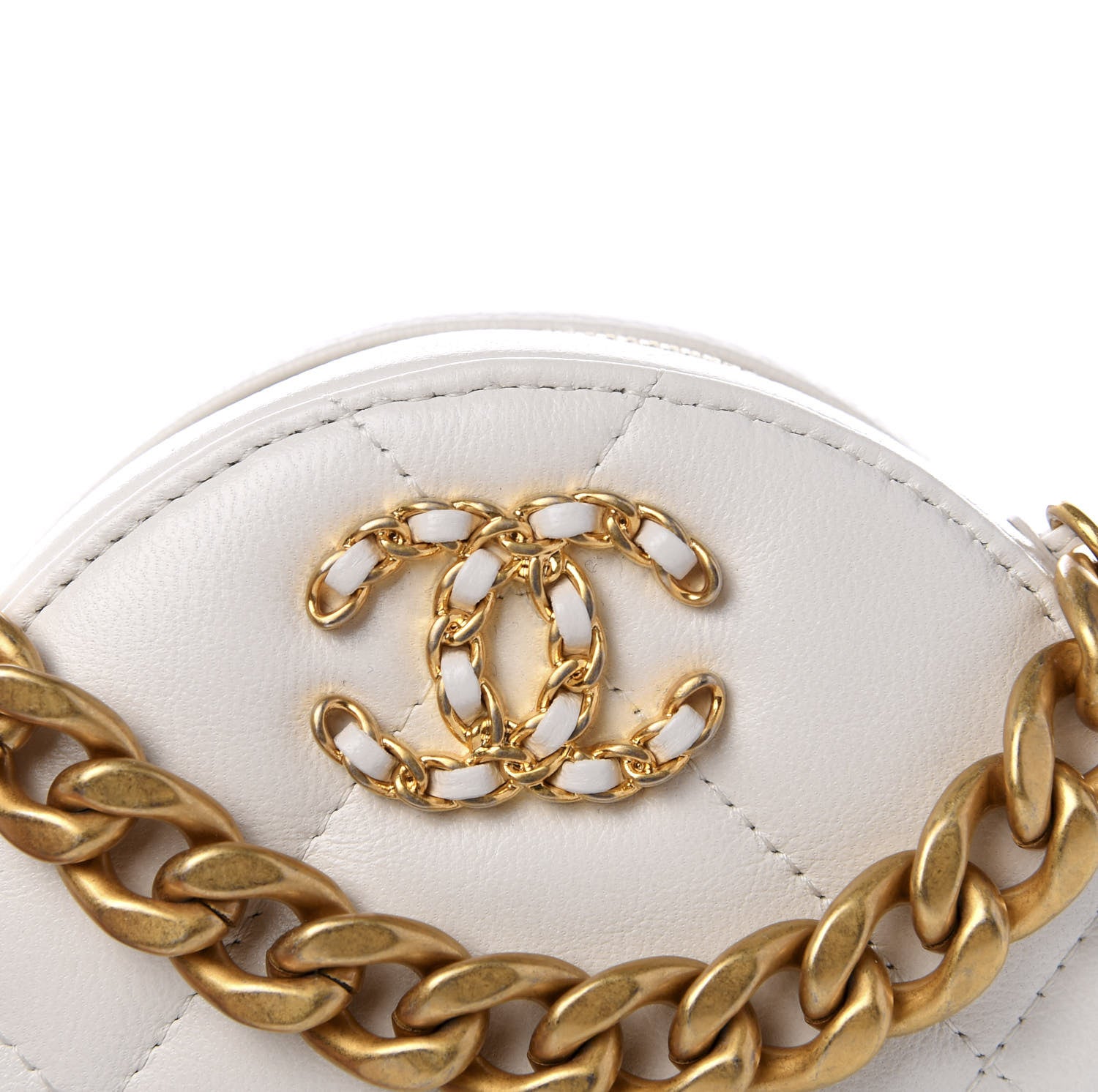 Chanel Goatskin Quilted 19 Round Clutch With Chain White 8 of 8