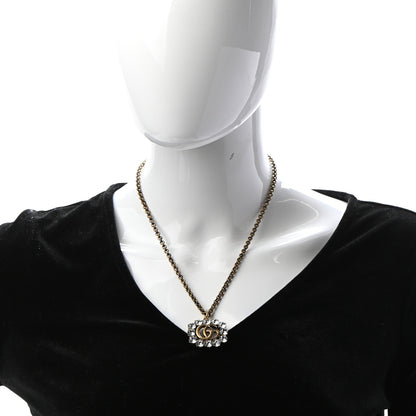 Gucci Crystal Embellished Double G Necklace Aged Gold 2 of 6