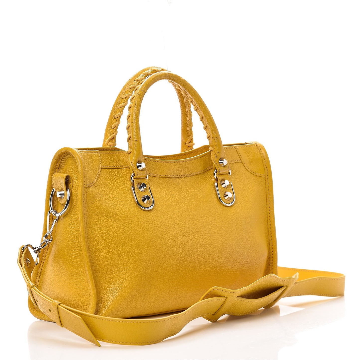 Chevre Silver Metallic Edge Hardware S City Jaune Epi