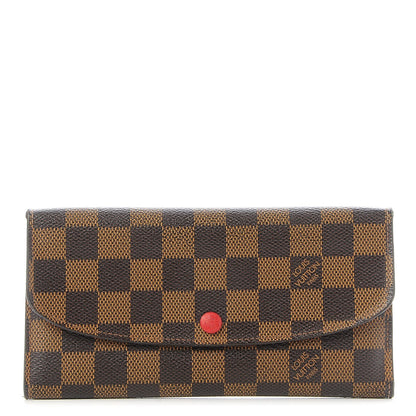 Louis Vuitton Damier Ebene Emilie Wallet Red 1 of 7