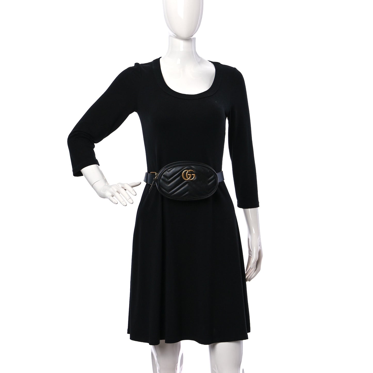 Calfskin Matelasse GG Marmont Belt Bag 85 34 Black
