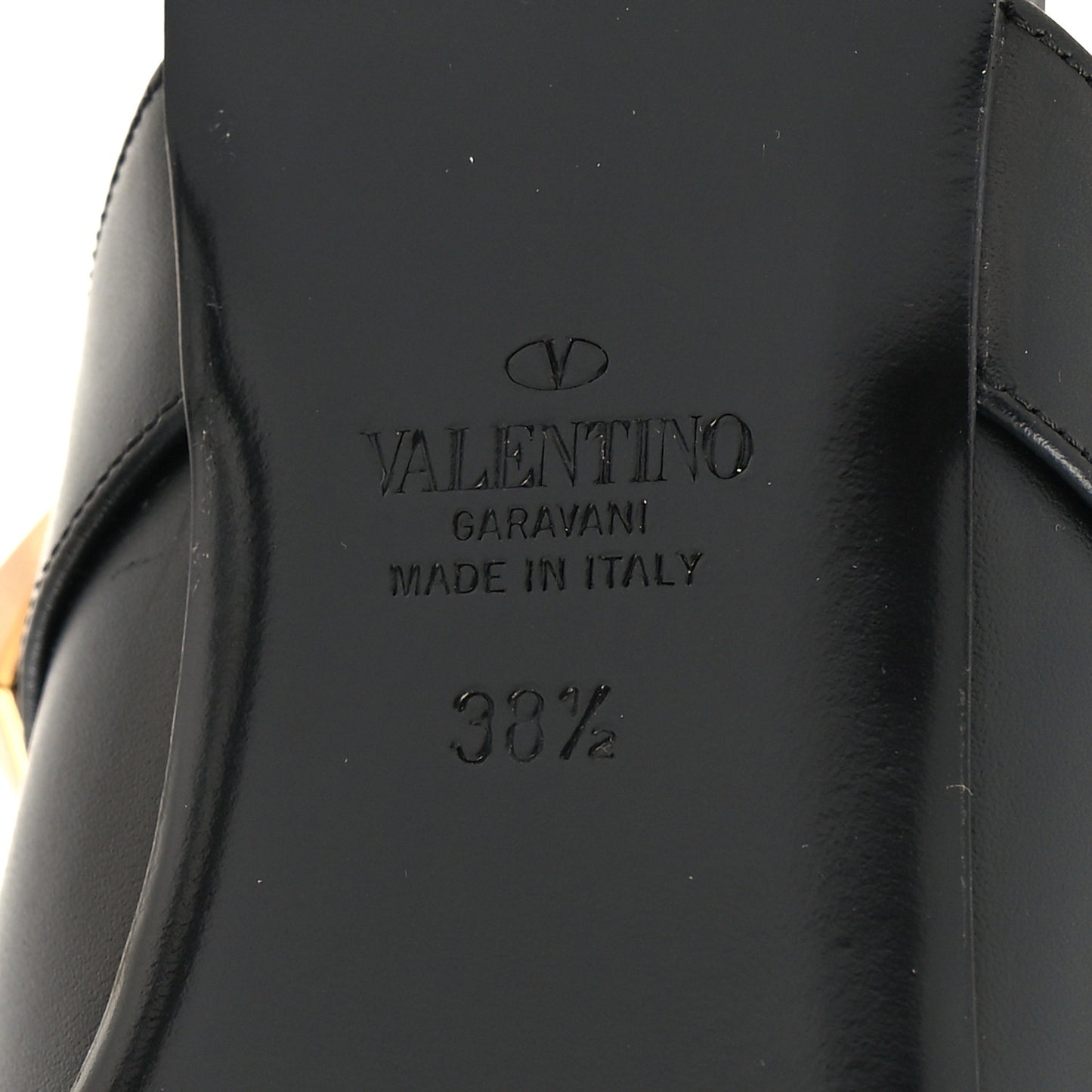 Calfskin Roman Stud Ankle Strap Flat Mules 38.5 Black