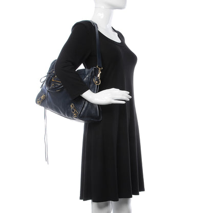 Balenciaga Chevre Gold Metallic Edge Hardware City Bleu Nuit Dark Sea 2 of 8