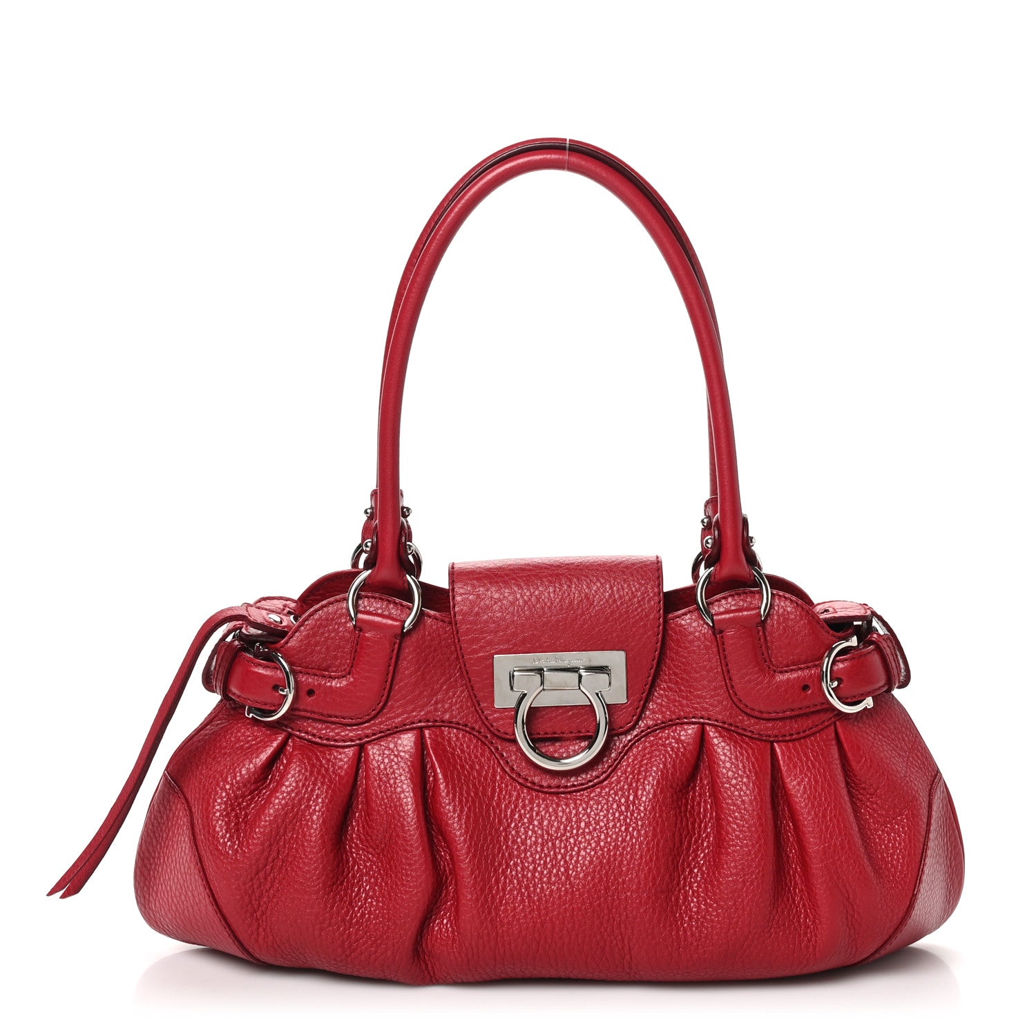 Salvatore Ferragamo Calfskin Amerena Shoulder Bag Red 1 of 9