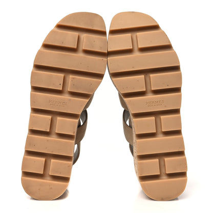 Hermes Suede Goatskin Havane 30 Wedge Sandals 36 Beige Argile 5 of 9
