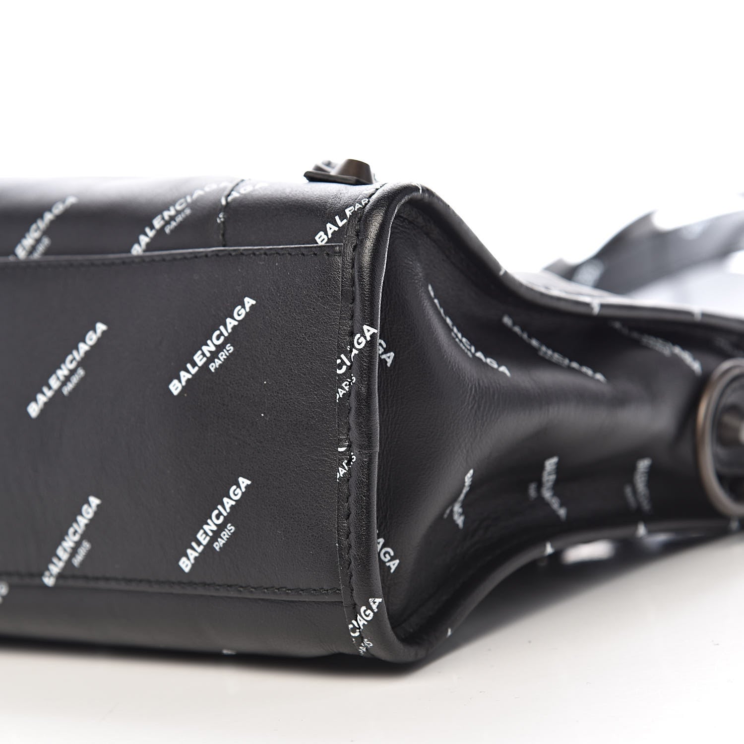 Balenciaga Veau Allover Logo Classic Hardware S City Black White 9 of 10