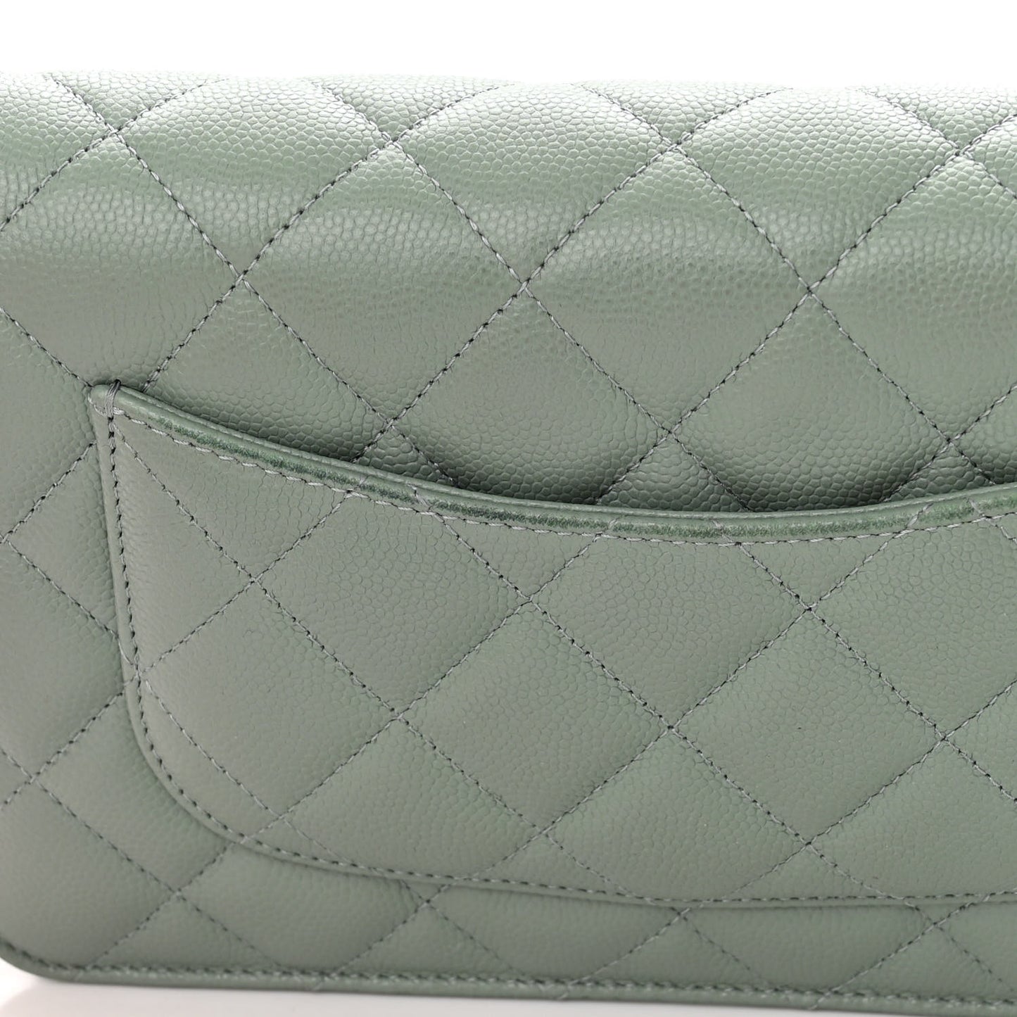 Caviar Quilted Wallet On Chain WOC Grey