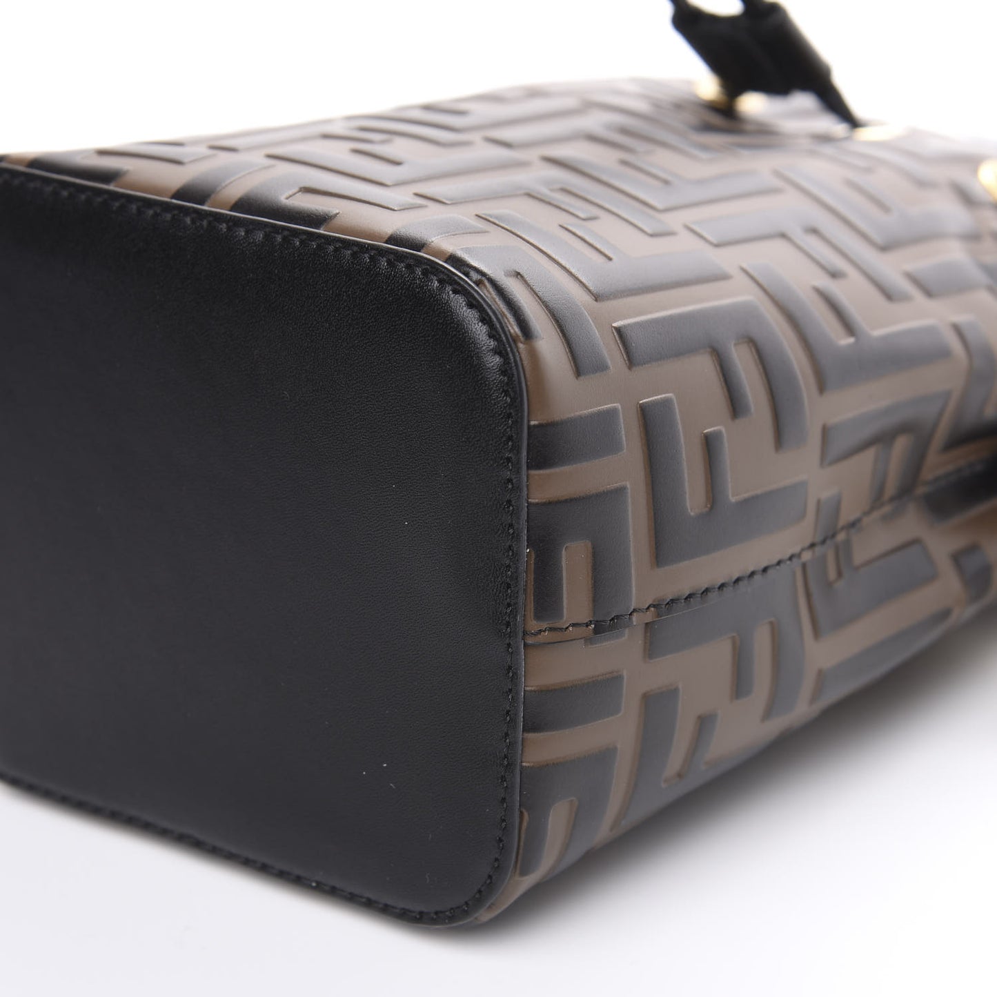 Vitello Liberty F is Fendi Bi-Color FF 1974 Embossed Mini Mon Tresor Bucket Bag Maya Black