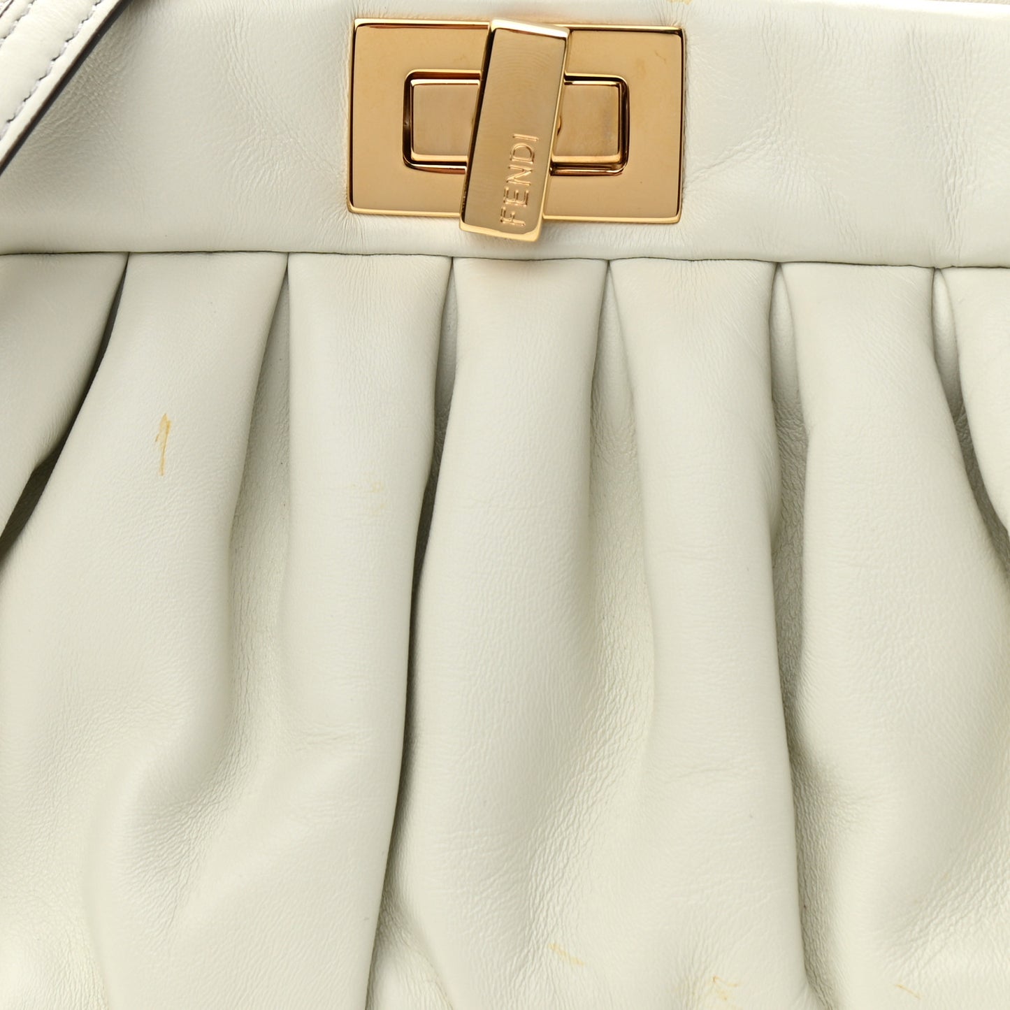 Shiny Nappa Small Peekaboo Click Bag White