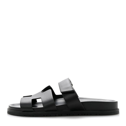 Hermes Calfskin Womens Chypre Sandals 41 Black 1 of 9