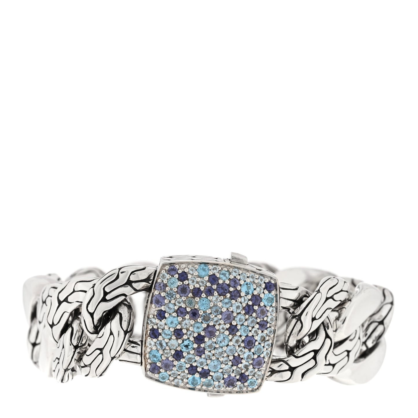 Sterling Silver Blue Topaz Amethyst Kali Lavafire Link Bracelet