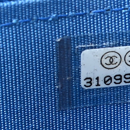 Chanel Raffia Jute Striped Mini Vanity Case With Chain Blue Beige 7 of 11