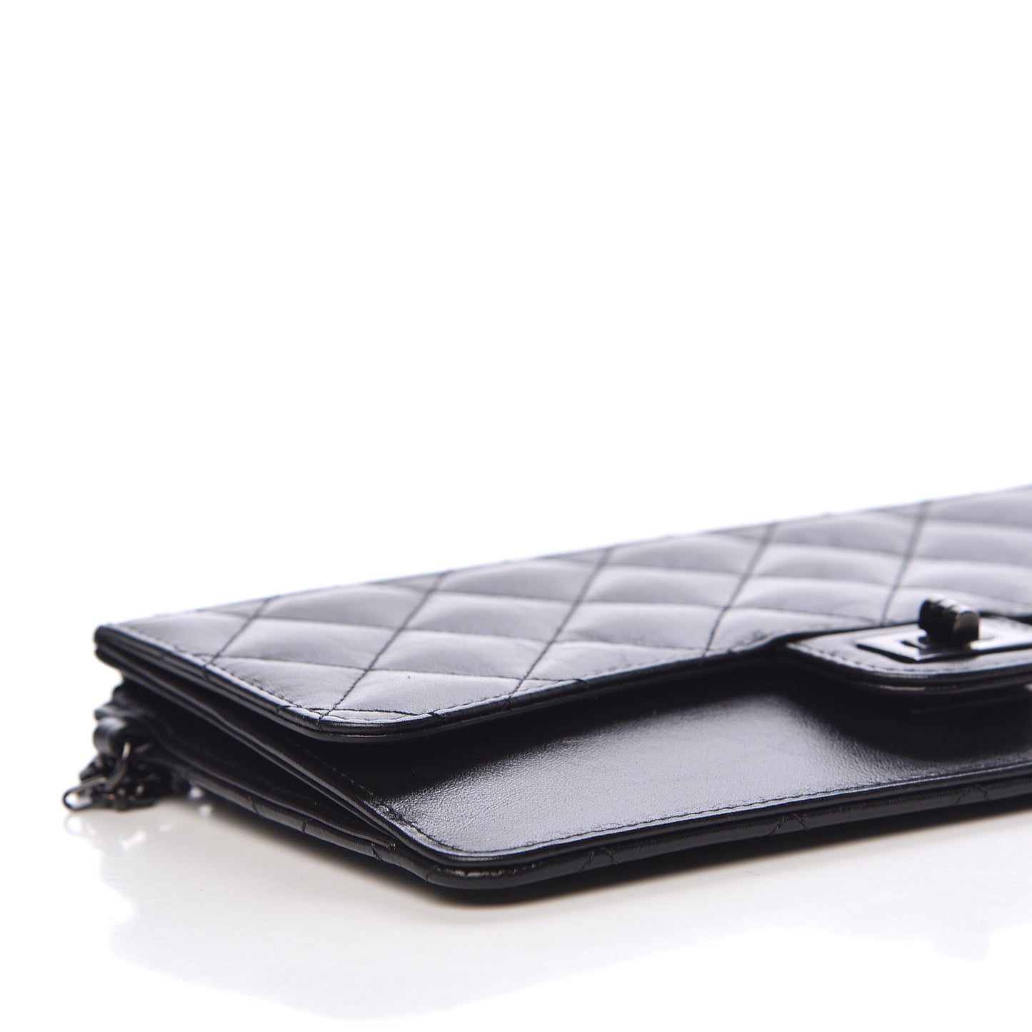 Aged Calfskin Quilted 2.55 Reissue Pouch With Chain Handle So Black