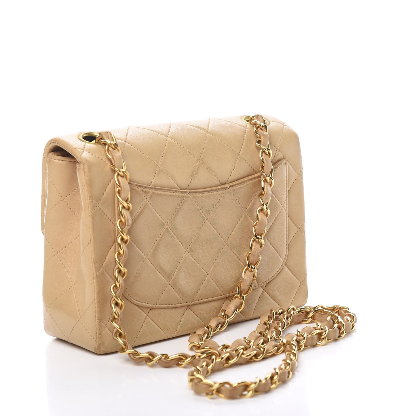 Lambskin Quilted Mini Square Flap Beige
