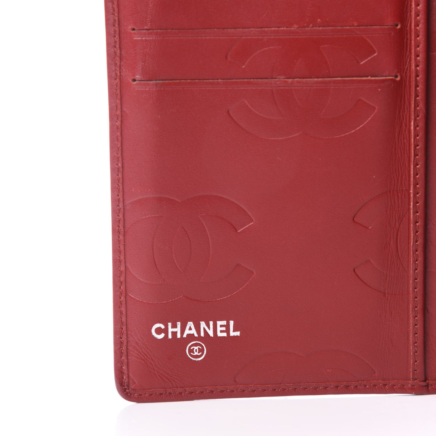 Calfskin Quilted Cambon Yen Wallet Red