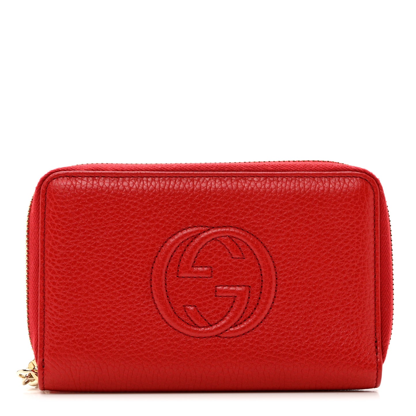 Pebbled Calfskin Medium Soho Zip Around Wallet Red