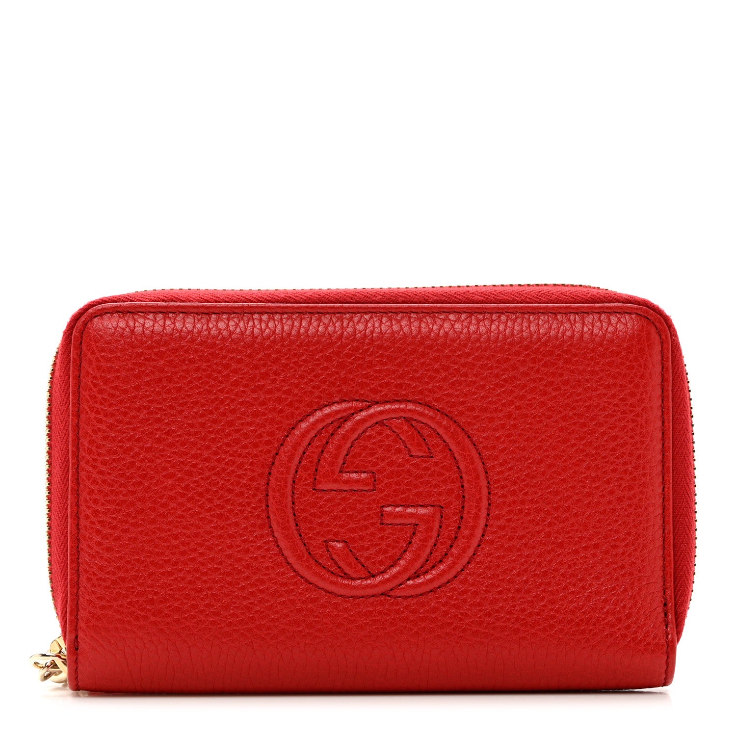 Gucci Pebbled Calfskin Medium Soho Zip Around Wallet Red 1 of 6