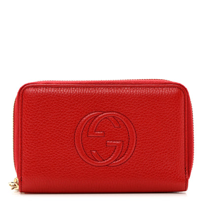 Gucci Pebbled Calfskin Medium Soho Zip Around Wallet Red 1 of 6