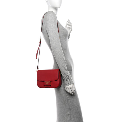 Prada Saffiano Lux Embleme Flap Shoulder Bag Fuoco 2 of 12