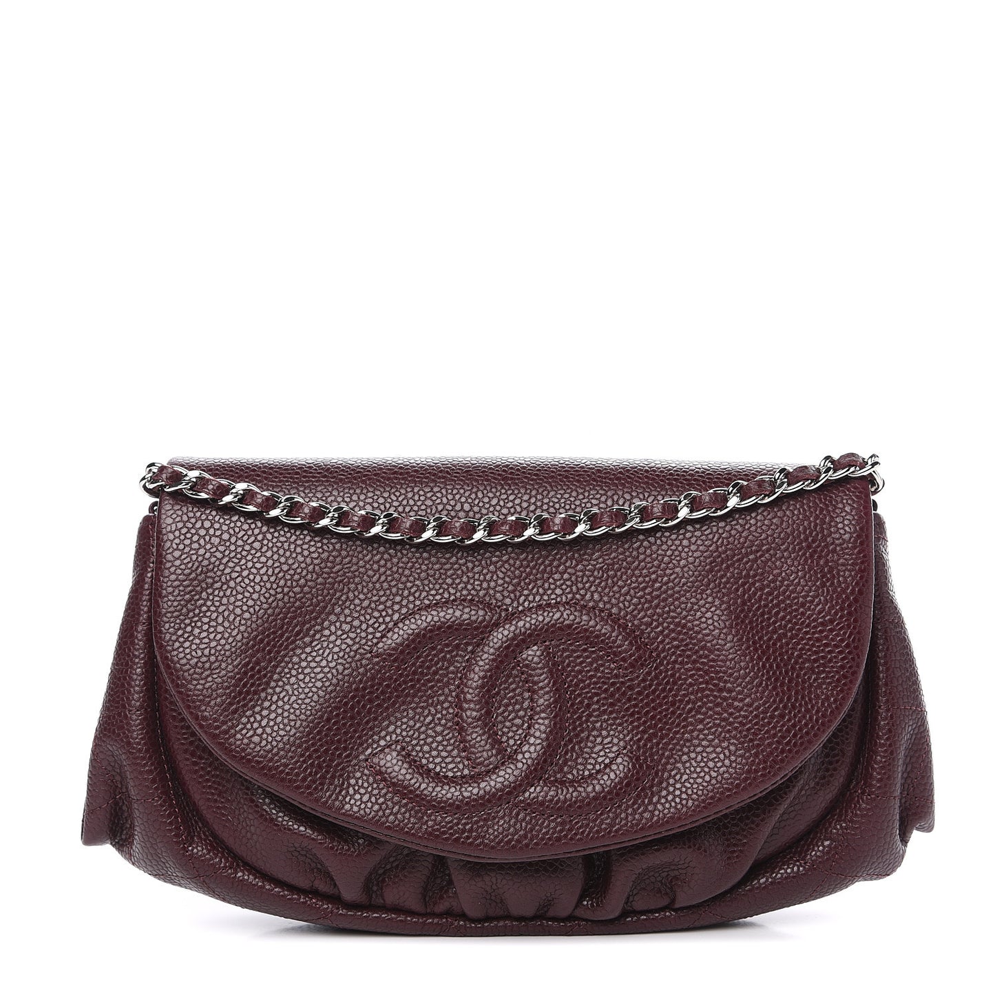 Caviar Half Moon Wallet On Chain WOC Bordeaux