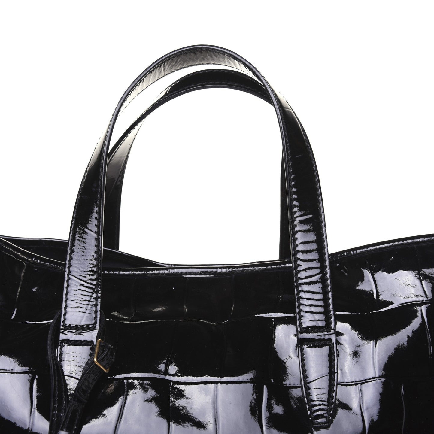 Crocodile Embossed Patent Raspail Tote Black