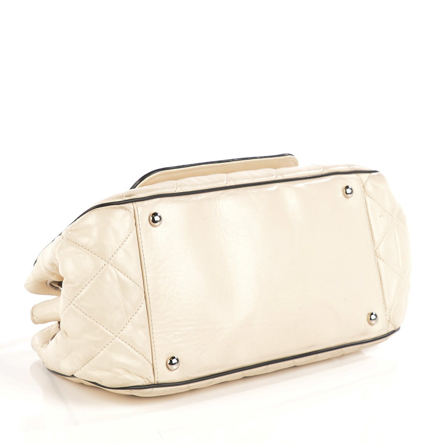 Lambskin Quilted East West Accordion White