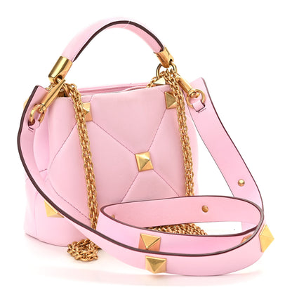 Valentino Garavani Nappa Mini Roman Stud The Handle Bag Pink Borealis 3 of 9