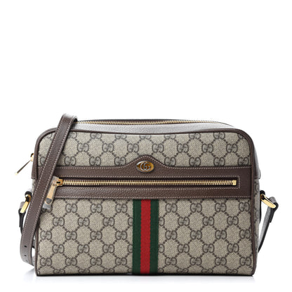 Gucci GG Supreme Monogram Web Small Ophidia Shoulder Bag Brown 1 of 10